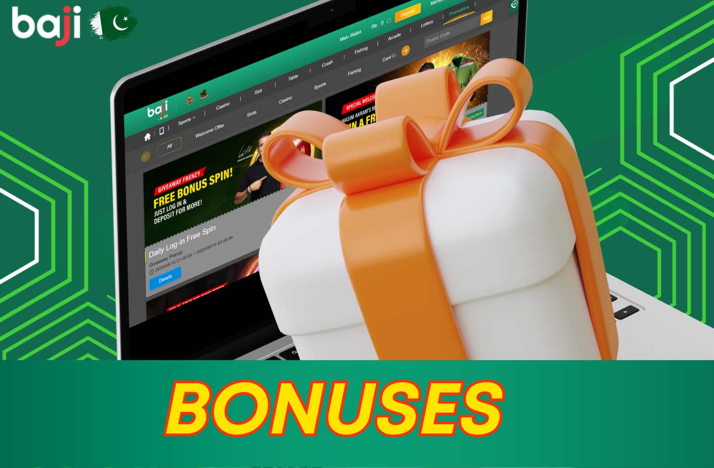 A new user is offered several bonuses after registering at Baji