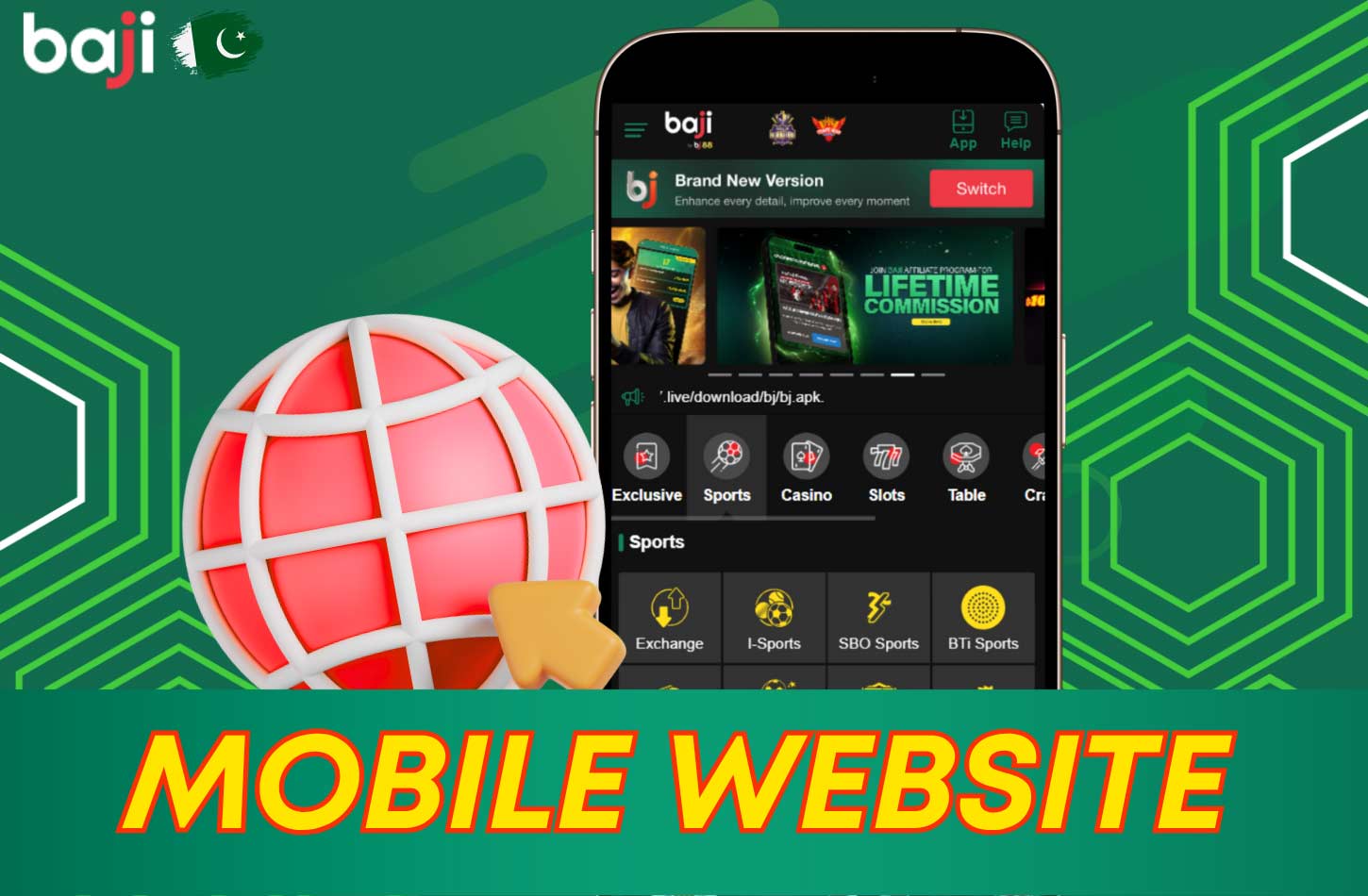 The mobile version of the Baji website is suitable for those who play irregularly